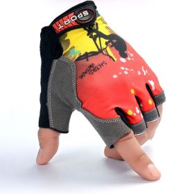 Ice silk Lycra Breathable Sunscreen Outdoor Riding Gloves (Option: Bicycle red-One size)