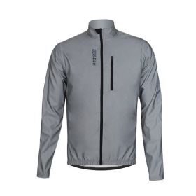 Cycling Reflective Jacket Windbreaker Vest Sleeves Detachable (Option: Silver-XL)