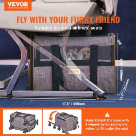 VEVOR Cat and Dog Carrier with Wheels, Rolling Pet Carrier with Telescopic Handle and Shoulder Strap, Dog Carrier with Wheels for Pets, with 1 Folding (Load Capacity: 22 lbs)