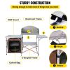 Camping Kitchen Station, Aluminum Portable Folding Camp Cook Table with Windshield, Storage Organizer and 4 Adjustable Feet, Quick Installation for Ou