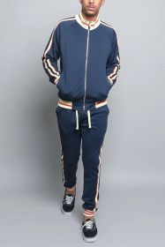 Sports Men Two-piece Suit (Option: Navy Blue-XL)